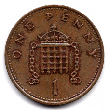 1 пенни 1986 Великобритания - 1 penny 1986 Great Britain, из оборота