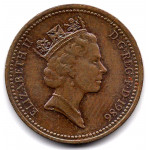 1 пенни 1986 Великобритания - 1 penny 1986 Great Britain, из оборота