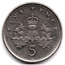 5 пенсов 1994 Великобритания - 5 pence 1994 Great Britain, из оборота