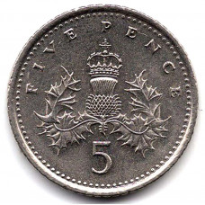 5 пенсов 1992 Великобритания - 5 pence 1992 Great Britain, из оборота