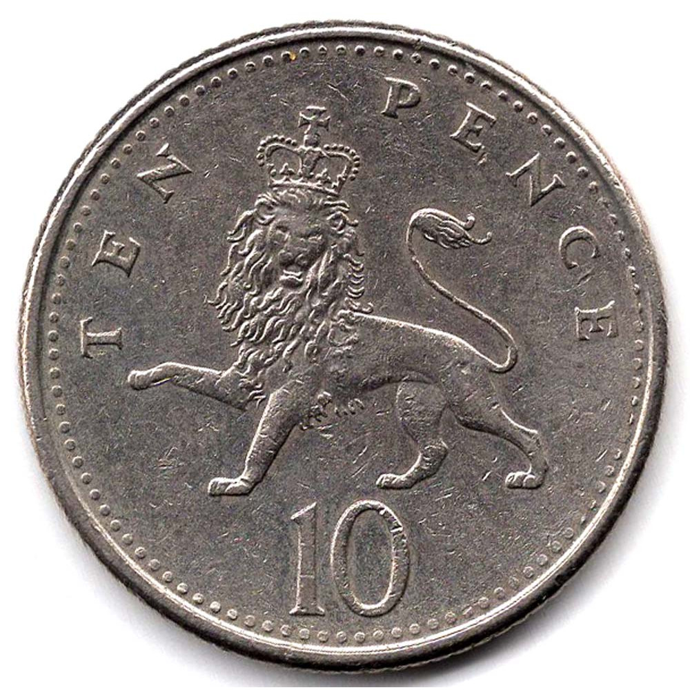 10 пенсов 1992 Великобритания - 10 pence 1992 Great Britain, из оборота