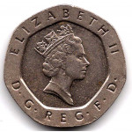 20 пенсов 1994 Великобритания - 20 pence 1994 Great Britain, из оборота