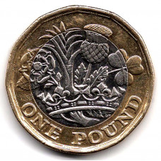 1 фунт 2017 Великобритания - 1 pound 2017 Great Britain, из оборота