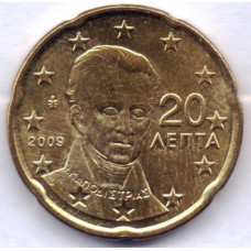 20 евроцентов 2009 года Греция - 20 euro cents 2009 Greece, из оборота