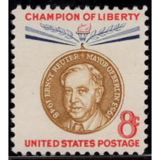 1959, Сентябрь. Почтовая марка США. Чемпион свободы-Эрнст Рейтер. 8 центов