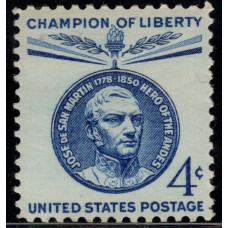 1959, Февраль. Почтовая марка США. Чемпион свободы - Хосе-де-Сан-Мартин. 4 цента