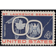 1959, Июнь. Почтовая марка США. Морской путь Святого Лаврентия. 4 цента