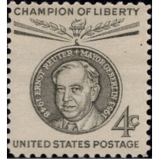 1959, Сентябрь. Почтовая марка США. Чемпион Свободы - Эрнст Рейтер. 4 цента