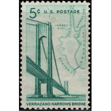 1964, Ноябрь. Почтовая марка США. Мост Верразано-Нарроуз. 5 центов