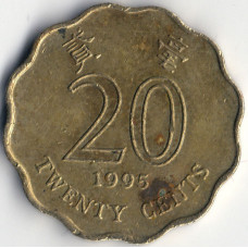 Монета 20 центов 1995 Гонконг - 20 cents 1995 Hong Kong