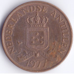 Монета 2 1/2 центов 1977 Нидерландские Антильские острова - 2 1/2 cent 1977 Netherlands Antilles