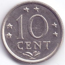 Монета 10 центов 1975 Нидерландские Антильские острова - 10 cent 1975 Netherlands Antilles