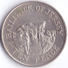 Монета 10 пенсов 1989 Джерси - 10 pence 1989 Bailiwick of Jersey