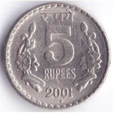 Монета 5 рупий 2001 Индия - 5 rupees 2001 India
