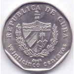 монета 25 сентаво 2008 Куба - 25 centavos 2008 Cuba