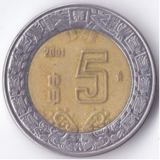 Монета 5 песо 2001 Мексика - 5 pesos 2001 Mexico