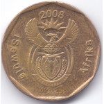 Монета 20 центов 2008 ЮАР - 20 cents 2008 South Africa (iSewula)