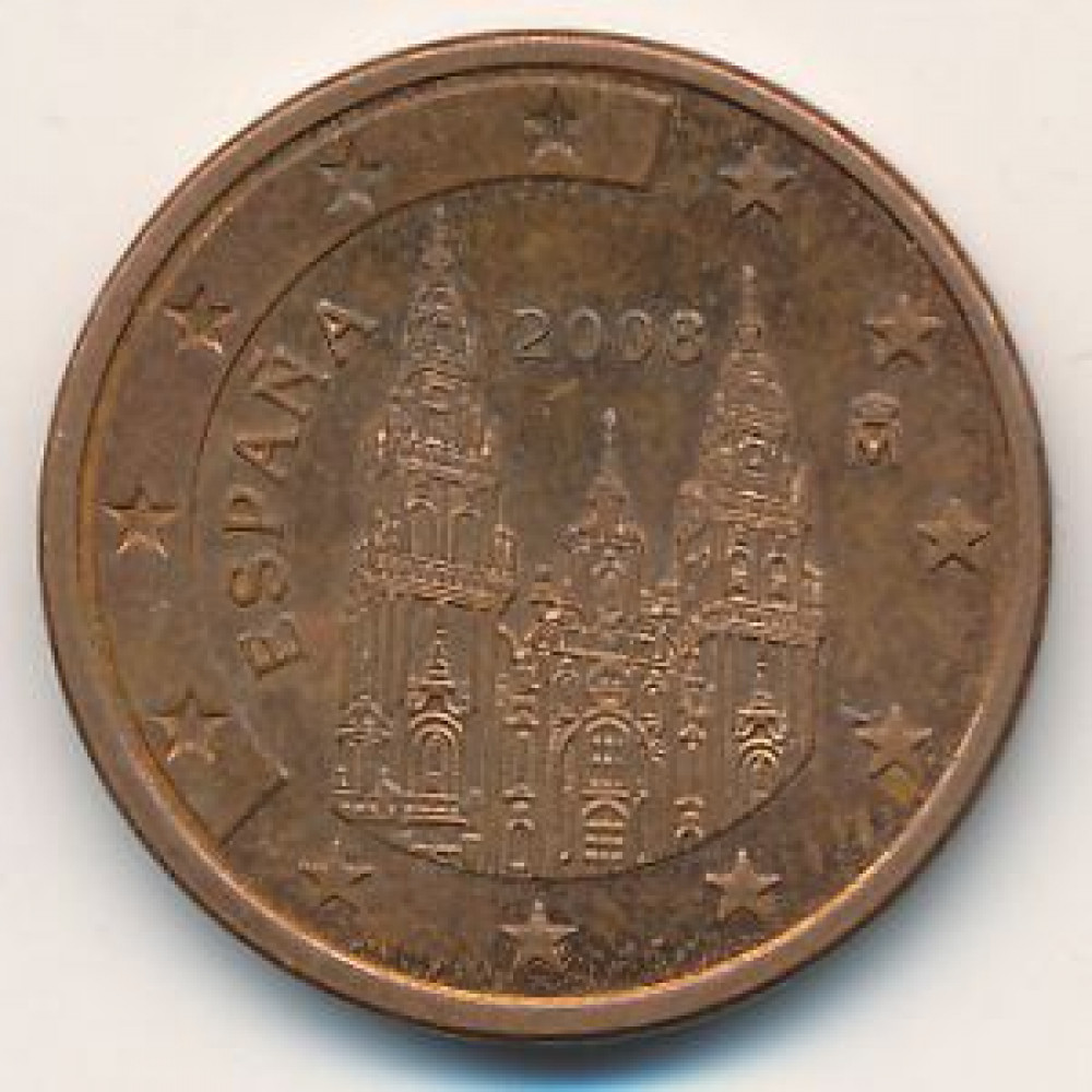 5 евроцентов 2008 Испания - 5 euro cent 2008 Spain, из оборота