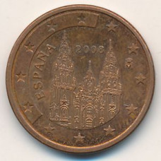5 евроцентов 2008 Испания - 5 euro cent 2008 Spain, из оборота