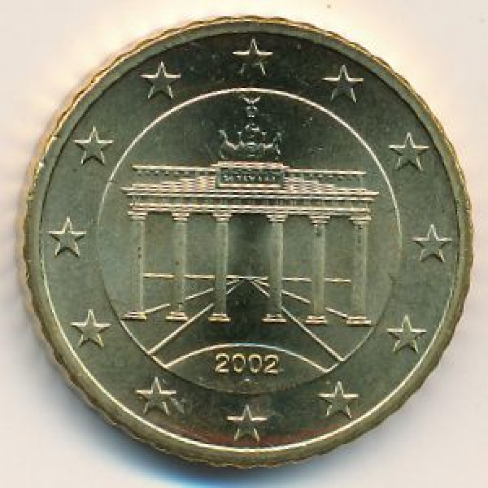 50 евроцентов 2002 года Германия - 50 euro cents 2002 Germany, A, из оборота