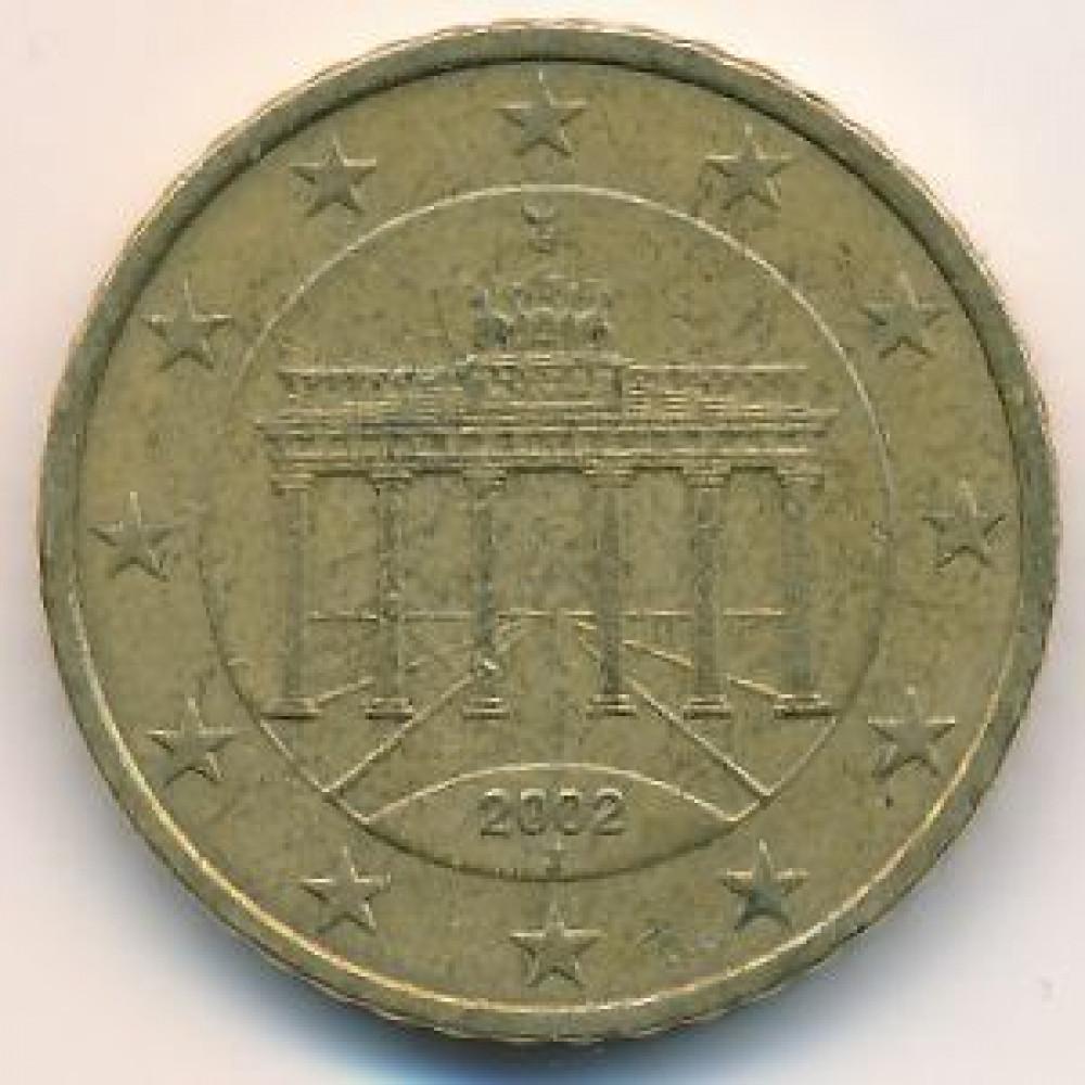50 евроцентов 2002 года Германия - 50 euro cents 2002 Germany, J, из обращения