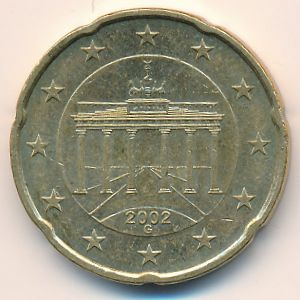 20 евроцентов 2002 Германия - 20 euro cent 2002 Germany, G, из оборота