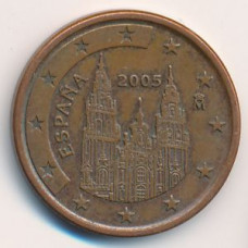 5 евроцентов 2005 года Испания - 5 euro cent 2005 Spain, из оборота