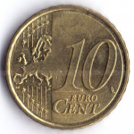 10 евроцентов 2009 года Испания - 10 euro cents 2009 Spain, из оборота