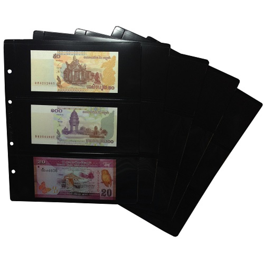 Двухсторонний лист для хранения банкнот на 6 ячеек. Стандарт 