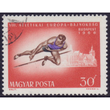 1966, август. Почтовая марка Венгрии. Чемпионат Европы по легкой атлетике, Будапешт. 30 филлер