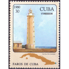 Почтовая марка Кубы. Faros de Cuba. Punta Majat Guantanamo. 30 центаво. 1980