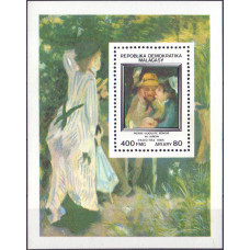 1985. Сувенирный лист Мадагаскара. Pierre-Auguste Renoir "Au Jardin". 400 франков. 