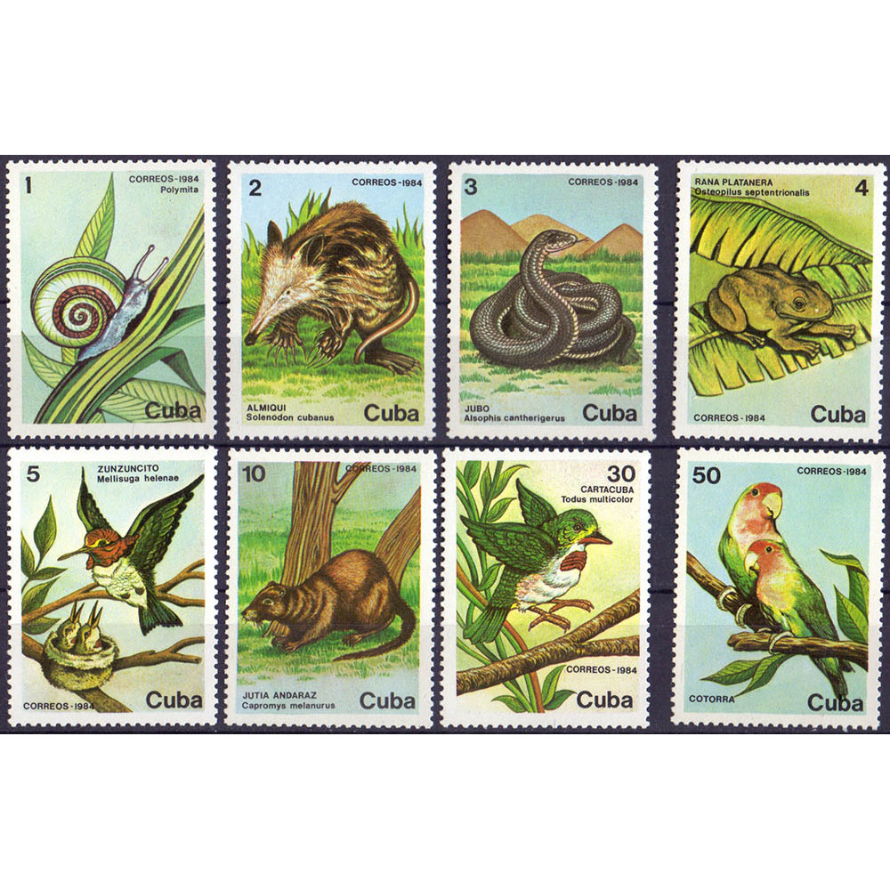 1984. Набор марок Кубы. Protected animals. 