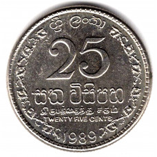 25 центов 1989 Шри-Ланка - 25 cents 1989 Sri Lanka, из оборота