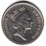 5 пенсов 1990 Великобритания - 5 pence 1990 Great Britain, из оборота