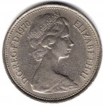 5 новых пенсов 1970 Великобритания - 5 new pence 1970 Great Britain, из оборота