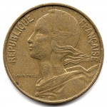 10 сантимов 1963 Франция - 10 centimes 1963 France, из оборота