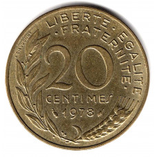 20 сантимов 1978 Франция - 20 centimes 1978 France, из оборота