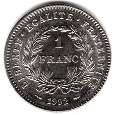 1 франк 1992 Франция - 1 franc 1992 France, из оборота