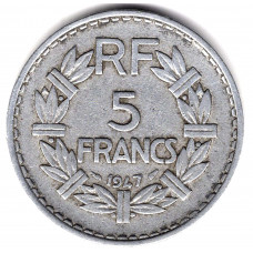 5 франков 1947 Франция - 5 francs 1947 France, из оборота