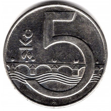 5 крон 1993 Чехия - 5 krone 1993 Czech Republic, из оборота