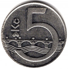 5 крон 1994 Чехия - 5 krone 1994 Czech Republic, из оборота