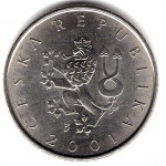 1 крона 2001 Чехия - 1 krone 2001 Czech Republic, из оборота