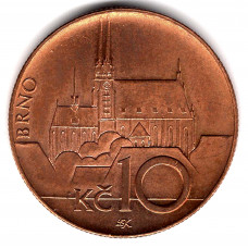 10 крон 2010 Чехия - 10 krone 2010 Czech Republic, из оборота