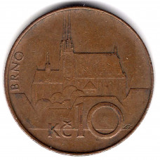 10 крон 1994 Чехия - 10 krone 1994 Czech Republic, из оборота