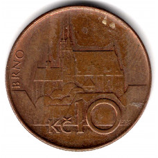 10 крон 1993 Чехия - 10 krone 1993 Czech Republic, из оборота