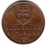 50 геллеров 1996 Словакия - 50 hellers 1996 Slovakia, из оборота