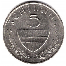 5 шиллингов 1990 Австрия - 5 schilling 1990 Austria, из оборота