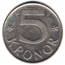 5 крон 1987 Швеция - 5 krone 1987 Sweden, из оборота