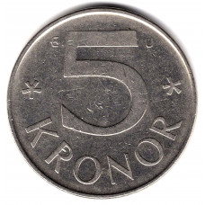 5 крон 1985 Швеция - 5 krone 1985 Sweden, из оборота